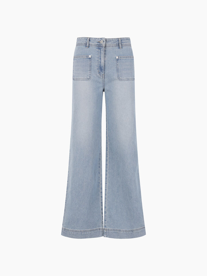 Light blue A-line jeans - Palazzo - Light Blue | Sisley K image number 1